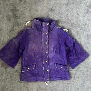 Berek Vintage Lovingly Purple Leather Studded Jacket